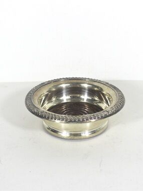 Vintage Silver Plated Wine Coaster with Wood Base Bottle Holder England